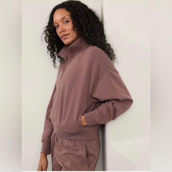 Athleta Forever Cropped Fleece 1/4 Zip Sweatshirt - Picture 8 of 8